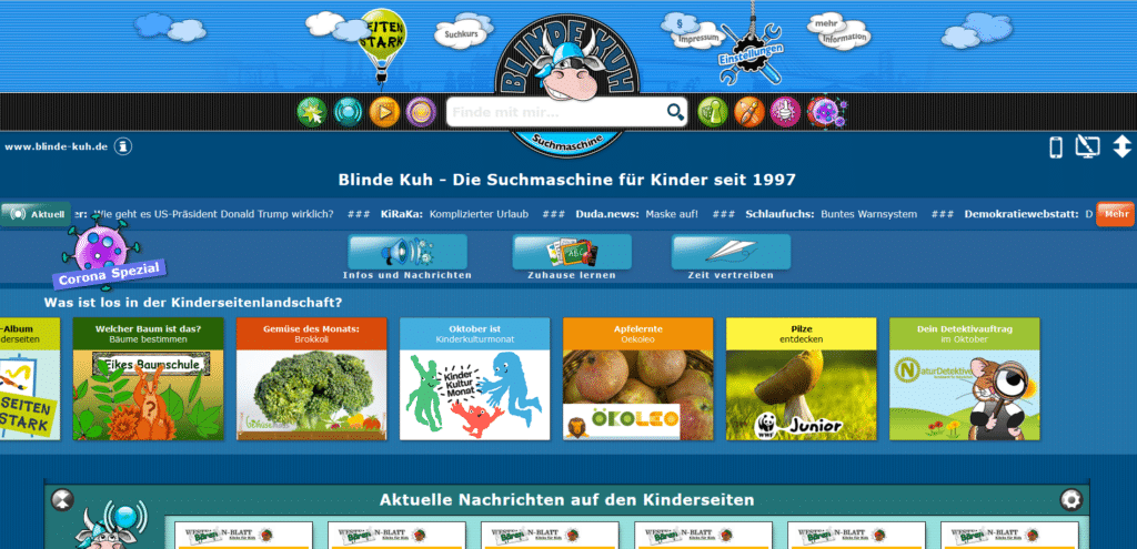 Medienkompetenz Blinde Kuh Suchmaschine Startseite